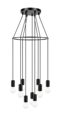 Suspension Lognes 9 ampoules E27 IP20 noir