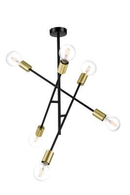 Suspension Monzoni 6 ampoules E27 IP20 noir