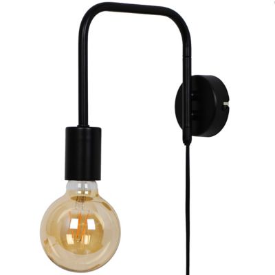 GoodHome - Applique murale Ghlin métal noir E27 IP20