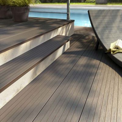 Lame de terrasse composite Cierra anthracite L.220 x l.26 cm