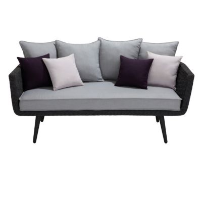 Sofa de jardin en rotin Acadia cordes grises avec coussins