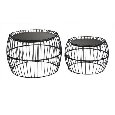 Lot 2 Table de jardins basses en métal Gladstone noires ?51 et ?64 cm