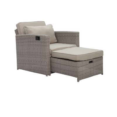 Fauteuil de jardin en rotin Praslin avec allonge