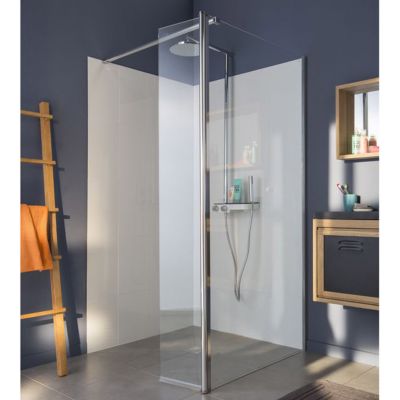Paroi de douche fixe sérigraphiée 100 cm + volet 30 cm Akiti