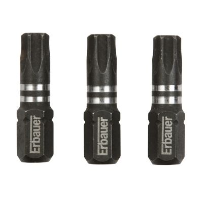 Embout de vissage torsion impact TX30 25 mm Erbauer - 3 pièces