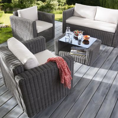 Salon de jardin effet rotin tressé  Collection Palmas