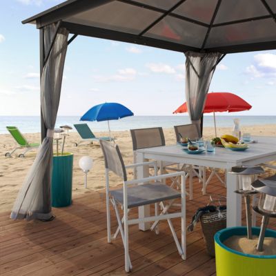 Lot de 2 Table de jardins d'appoint en métal Thani blanc