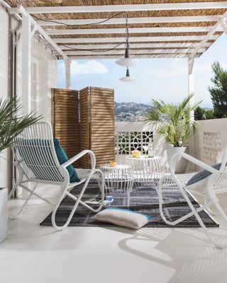 Table de jardin d'appoint en métal Thani ?51 cm blanc