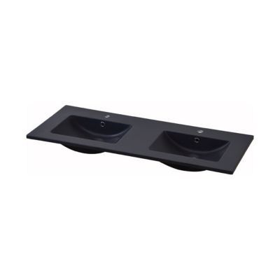 Plan double vasque en résine noir Cooke & Lewis Essential II 120 cm