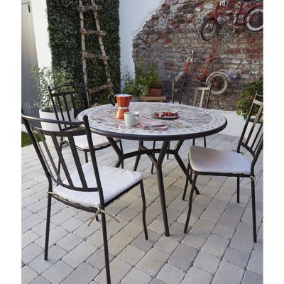 Table De Jardin En Metal Et Marbre Sofia O110 Cm Castorama