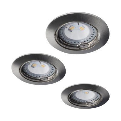 3 spots à encastrer LED Diall IP23 rond acier brossé ...
