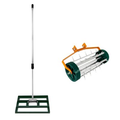 Ensemble 2 en 1 Scarificateur et Niveleur de Pelouse de 50 cm