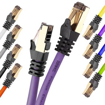 CAT8 PE 1m Câble Ethernet SFTP 2000MHz Transmission de données 40Gb Réseau LAN Internet Connecteurs en or RJ45 Duronic
