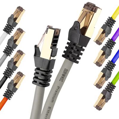 CAT8 GY 1m Câble Ethernet SFTP 2000MHz Transmission de données 40Gb Réseau LAN Internet Connecteurs en or RJ45 Duronic