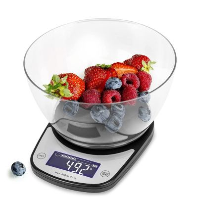 Duronic KS5000 BKCR Balance de cuisine Capacité 5 kg Affichage numérique Ajout de poids Précision 1 g Bol 2L Pâtisserie Courrier