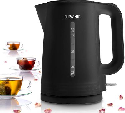 EK17 BK Bouilloire électrique 2200W Capacité 1,7L Chauffe rapide Base 360 Arrêt automatique Couvercle rabattable Duronic