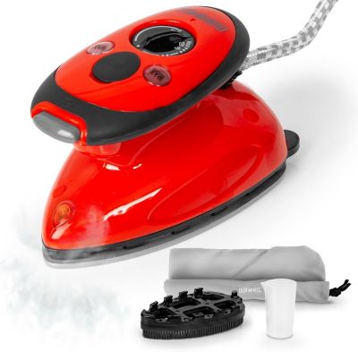 SI2 RD Fer à repasser à vapeur de voyage 375W Réservoir 50 ml Semelle antiadhésive Brosse Pochette de transport Duronic