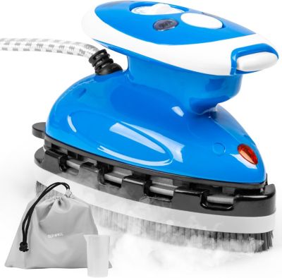 SI2 BE Fer à repasser à vapeur de voyage 375W Réservoir 50 ml Semelle antiadhésive Brosse Pochette de transport Duronic