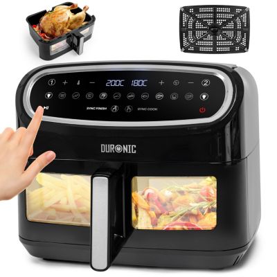 AF14 BK Friteuse à air avec 1 grand tiroir de 10 L inclus Air fryer avec 10 Programmes de Cuisson préréglés Sans huile Duronic