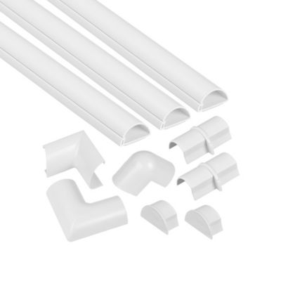Kit moulure semi-circulaire D-Line 30 x 15 mm blanc avec accessoires, lot de 3