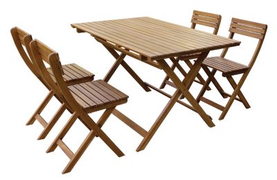 Salon de jardin Acacia - Table de jardin + 4 chaises pliantes