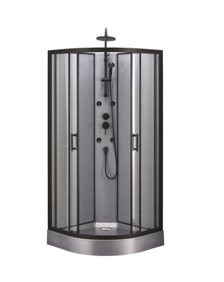 Cabine de douche hydromassante circulaire noir GoodHome Onega 85 x 85 cm