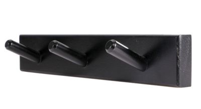 Porte-manteaux mural à 3 têtes L. 30 cm bois noir