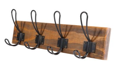 Patère en bois et acier à fixer 8 têtes