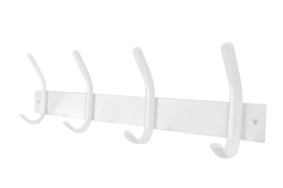 Patère en acier blanc à fixer 4 têtes