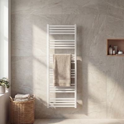 Sèche serviettes eau chaude en acier GoodHome Duala blanc 24 barres - 518 W - Goodhome