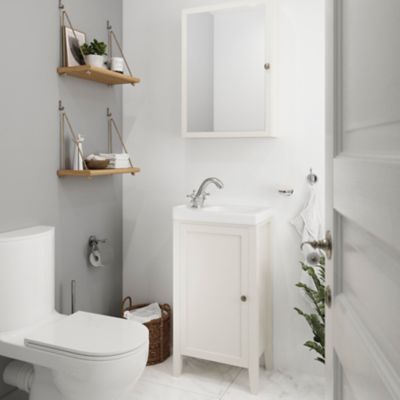 Meuble lave-mains à  poser 1 porte blanc mat l.44 x H.80 x P.30 cm  GoodHome Perma