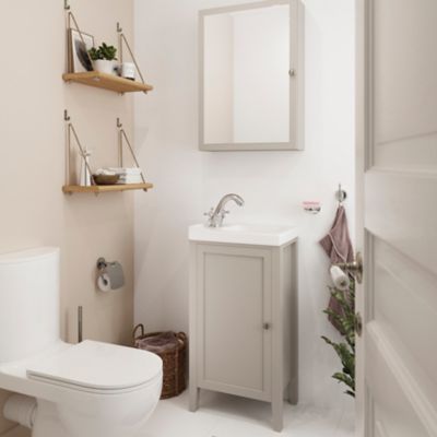 Meuble lave mains à  poser GoodHome Perma blanc 44 cm + Plan vasque lave-mains blanc GoodHome Lana