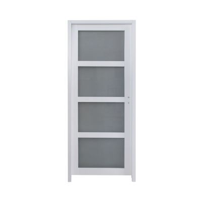 Bloc-porte Connemara 4 carreaux blanc H.204 x l.73 cm, poussant gauche