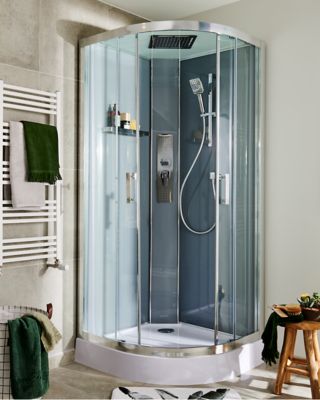 Cabine de douche hydromassante quart de cercle 90 x 90 cm  profilés chromés  GoodHome Beloya