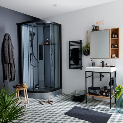 Cabine de douche hydromassante droite chromé GoodHome Beloya 90 x 90 cm