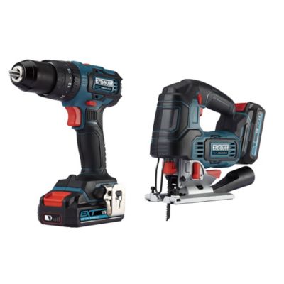 Scie sauteuse et perceuse visseuse sans fil Erbauer 18V - 2 x 2Ah
