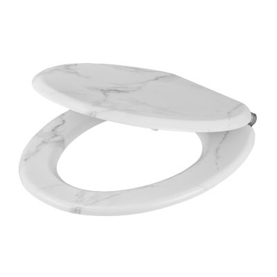 GoodHome - Abattant WC GoodHome Pilica coloris blanc et noir en bois avec frein de chute