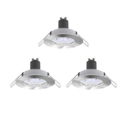 Lot 3 spots à encastrer LED GU10 Ø8,5cm IP20 230lm 35W 3W Blanc chaud Argent