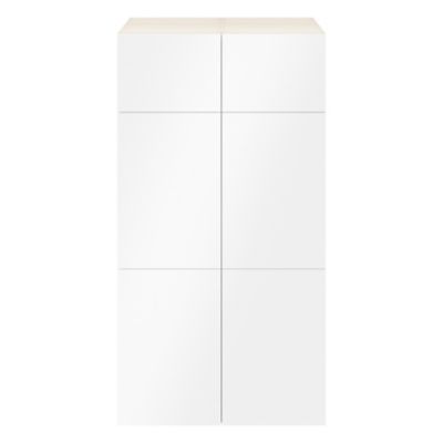 Armoire effet chêne 6 portes blanches GoodHome Atomia H. 187 5 x L. 100 x P. 37 cm