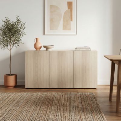 Buffet 3 portes effet chêne GoodHome Atomia H. 75 x L. 150 x P. 47 cm - Goodhome