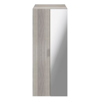 Armoire penderie effet chêne grisé portes battantes miroir et effet chêne grisé GoodHome Atomia H. 187 5 x L. 75 x P. 60