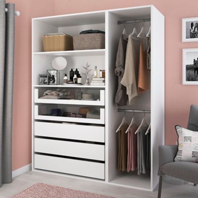 Dressing blanc 2 tablettes 5 tiroirs GoodHome Atomia H. 187,5 x L. 150 x P. 58 cm - Goodhome