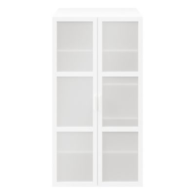 Armoire penderie blanche portes battantes en verre opaque GoodHome Atomia H. 187 5 x L. 100 x P. 60 cm