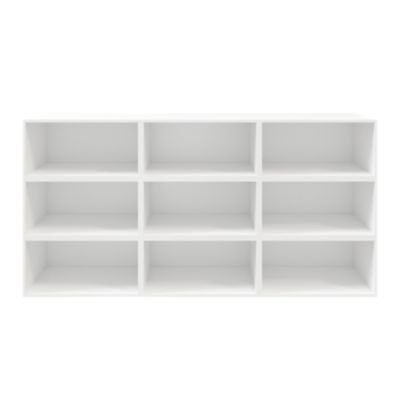 Buffet ouvert blanc 9 cases GoodHome Atomia H. 112,5 x L. 225 x P. 35 cm - Goodhome
