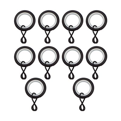 GoodHome - 10 anneaux clip pour barre à rideau Nisis GoodHome ⌀10mm noir