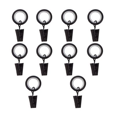 GoodHome - 10 anneaux pour barre à rideau Nisis GoodHome ⌀10mm noir