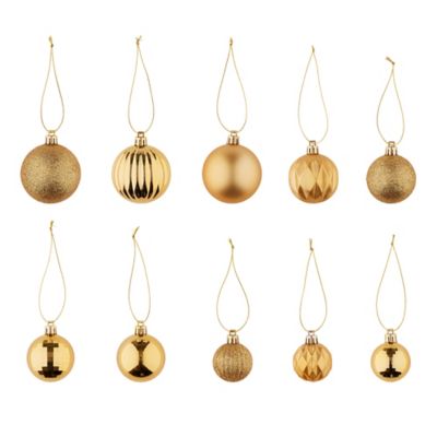 Assortiment de 20 boules de noel couleur or