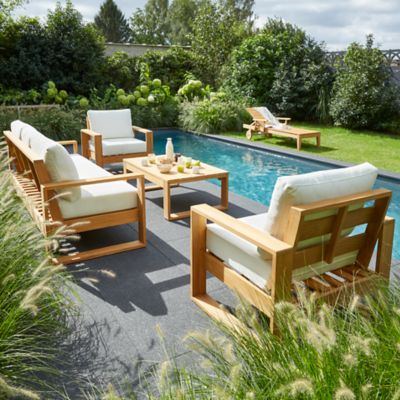 Salon de jardin bas GoodHome Hever teck - 4 personnes