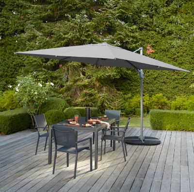 Parasol déporté GoodHome Menorca gris 300 x 300 cm