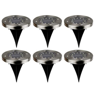 Lot de 6 spots extérieurs à piquer solaires LED intégrée 0.04W IP65 13.5x11.7cm noir